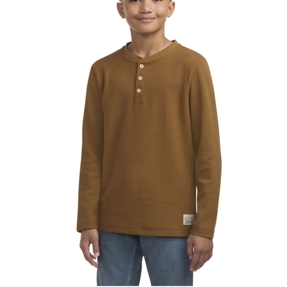 Levi's Boys Thermal Henley Long Sleeve Tee. Color: Rubber. Size M (8). New.The - Picture 1 of 4